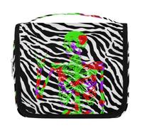 Day of The Dead Zebra Borsa da toilette da viaggio per donne, uomini, bambini, ragazze, ragazzi, stampa zebrata, borsa cosmetica da appendere borsa da bagno organizer per articoli da toeletta borsa da