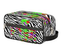 Day of The Dead Zebra Borsa per il trucco da viaggio per donne, uomini, bambini, ragazze, ragazzi, stampa zebrata, borsa da bagno per articoli da toeletta, cosmetici, articoli da toeletta organizer