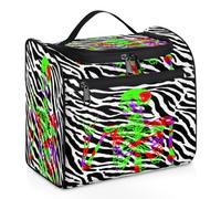 Day of The Dead Zebra Borsa per il trucco da viaggio per donne, uomini, bambini, ragazze, ragazzi, stampa zebrata, 11,2 l, borsa da toilette da appendere borsa da bagno organizer per articoli da