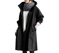 DayaEmmoTQ Giacca vento donna doppio - petto con coulisse, con cappuccio, a maniche lunghe, antivento, leggera, con risvolto casual