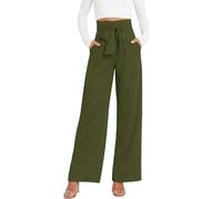DayaEmmoTQ Pantaloni Eleganti da Donna con Cintura - Pantaloni da Abito a Vita Alta con Gamba Larga per Donne D'ufficio, Eleganti Pantaloni Palazzo per Business e Casual