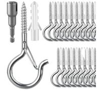 Dayalo 36 ganci a vite, gancio a vite piccolo, gancio a vite in acciaio inox, gancio a vite con fusibile per cesti per piante, casette per uccelli, campanelli a vento, catena luminosa con 1 cacciavite