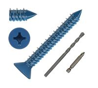 DAYALO Viti per calcestruzzo a testa svasata con impronta a croce M5,5 x 45, 30 viti per calcestruzzo zincate con punta per trapano e vite per muratura, cemento, architettura, industria (blu)