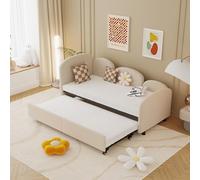 Daybed in velluto imbottito con cassetti di stoccaggio, moderno divano letto Daybed, cornice per camera da letto, soggiorno, adatto per soggiorno, cameretta dei bambini, camera da letto (beige, 90 x