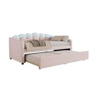 Daybettt - Letto con letto estraibile, divano letto in velluto con luce ambientale che cambia colore e telecomando, stile minimalista senza materasso, 90 x 200 cm (rosa)