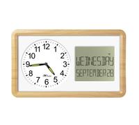 DayClocks Orologio Atomic da 25,4 cm combina ora analogica e display digitale per giorno e data, aiuta a perdere memoria, Alzheimer e demenza, bianco con cornice in legno