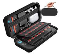 daydayup Custodia per Interruttore e Pellicola Protettiva in Vetro Temperato Compatibile con Nintendo Switch - Custodia Rigida da Viaggio Deluxe per Console Nintendo Switch e Accessori (Nero profondo)