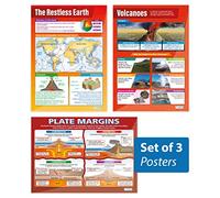 Daydream Education - Set di 3 poster geografici, carta lucida laminata da 850 mm x 594 mm (A1)