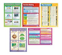 Daydream Education - Set di 5 poster geografici, carta lucida laminata da 850 mm x 594 mm (A1)
