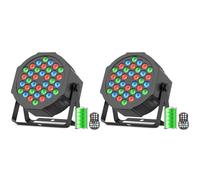 DayFlicker 36 LED Faretto Led a Batteria, 2PCS Ricaricabile Temporizzato RGB Led Party Leds con Batteria da 5000 mAh Telecomando 7CH Master-Slave Auto per DJ Club Festival Palco Illuminazione Esterna