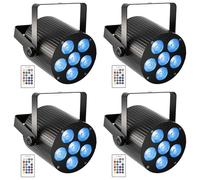 DayFlicker 4 luci da palco ricaricabili da 60 W, RGBWA+UV 6 LED, DMX, LED, batteria con telecomando, luce per feste, discoteca, matrimonio, live per interni ed esterni