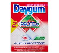 Daygum Protex, Chewing Gum, Gusto Fragola, Senza Zucchero, con Xilitolo, Confezione da 2 Astucci da 24 Gomme da Masticare, da Portare Sempre con te
