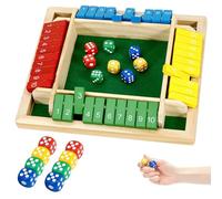 DAYIsjz Gioco da tavolo in legno 4 colori 8 dadi Gioco di dadi per 4 giocatori Chiudi la scatola dei giochi da tavolo shut the box giochi in legno giochi di dadi per adulti per adulti bambini
