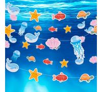 Dayker Bandiera sotto il mare, ghirlanda di animali dell'oceano, decorazione per feste a tema oceano in carta di alta qualità per ragazze e ragazzi, feste di compleanno, baby shower, decorazione per