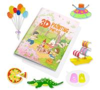 Dayker Libro di disegno con penna 3D, 40 modelli riutilizzabili per dipingere graffiti con tavola trasparente in PVC, stencil in carta spessa per arte 3D per principianti e artisti, regali fai da te