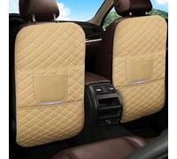 DAYKET 2 Pezzi Protezione Sedili Auto per Mercedes Benz C E S B-Klasse GLC/GLE/GLS/GLB-Klasse, Cuscino di Protezione dello Schienale, Tappetini Paracalci con Borsa Portaoggetti,Long-Beige