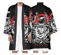 DAYKET Kimono Giapponese da Uomo Casual Stampato a Sette Maniche con Cardigan Aperto Sul Davanti, Vestaglie, Accappatoi, Camicia da Notte,BlackC-XL