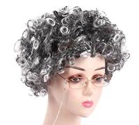 DAYLIGHE Bambini Vecchia Signora Parrucche Corte Grigio Aspetto Naturale Halloween Cosplay Partito Nonna Costume Nonna Per Ragazze Grigio Vecchia Signora Parrucche Breve Nonna Costume