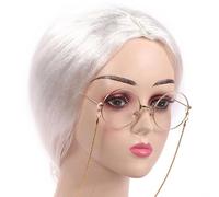 DAYLIGHE Bambini Vecchia Signora Parrucche Corte Grigio Aspetto Naturale Halloween Cosplay Partito Nonna Costume Nonna Per Ragazze Grigio Vecchia Signora Parrucche Breve Nonna Costume