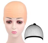 DAYLIGHE Cappelli calvi finta pelle testa di Halloween Cosplay Accessori costume cappello calvo per adulti bambini parrucche calve tappi con retina per capelli