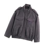 DAYLIGHE Giacche da donna contemporanee a maniche lunghe con zip in finto camoscio con colletto alla coreana design ampio capispalla cappotto per il pendolarismo quotidiano Faux Suede Zip Up cappotto