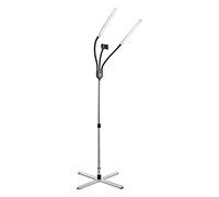 Daylight Company Gemini Floor Lamp, 2 Strobe Lamp, 4 Brightness Levels, Social Media, Nails, Salon, Beauty, Office and Much More - 4,500 LUX - 1,400 Lumen, Silver