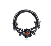 DAYLINLOVE Anello per setto in argento sterling 925, gotico, 16 g, gotico, rosa nera, cartilagine, gioiello per donne e ragazze