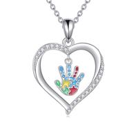 DAYLINLOVE Autismo Coscienza Collana Collana in argento Sterling 925 con ciondolo a forma di puzzle per autismo ASD Autismo Gioielli per le donne Regali ispiratori per la consapevolezza dell'autismo