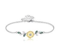 DAYLINLOVE AXOMY - Bracciale con fiore in argento Sterling S925, girasole/margherita/non ti scordar di me/Lotus bracciali con fiore di fiore di fiore regalo per donne, mamma, moglie, Misura unica