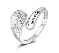 DAYLINLOVE Basta respirare anello in argento sterling 925 loto respirare solo pollice regolabile speranza anelli di ispirazione gioielli regali per le donne