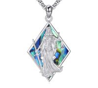 DAYLINLOVE Bilancia della giustizia collana in argento sterling 925 abalone shell giustizia dea statua gioielli regalo per uomini donne avvocati e avvocati