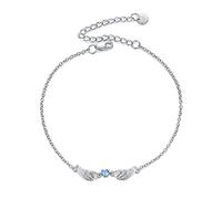 DAYLINLOVE Bracciale con ali d'angelo, in argento sterling 925, con ali d'angelo, cuore blu, zircone, regalo per le donne