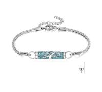 DAYLINLOVE Bracciale con urna per cenere, in argento sterling 925, turchese, albero della vita, cremazione, gioielli per donne e uomini