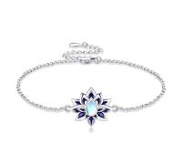 DAYLINLOVE Bracciale in argento Sterling 925, con pietra di luna, con fiori di loto, ideale come regalo per le donne amanti del loto, Große, Argento sterling, Nessuna pietra preziosa