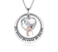 DAYLINLOVE Catena di cristallo sportivo 925 argento ginnastica pallacanestro calcio balletto cancro al seno coscienza gioielli regalo per le donne amanti dello sport, Argento sterling, Non conosciuto