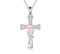 DAYLINLOVE Collana a forma di tulipano, in argento Sterling 925, con ciondolo a forma di tulipani, per donne, madri, amanti dei tulipani