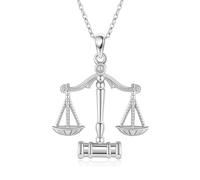 DAYLINLOVE Collana avvocato S925 in argento sterling con ciondolo a forma di scala della giustizia, con ciondolo a forma di gavel, giudice RBG Juror, misura unica, Argento sterling, Nessuna pietra