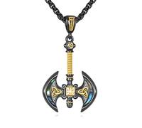 DAYLINLOVE Collana con ascia in argento Sterling S925 abalone conchiglia ascia pendente collane gioielli vichinghi nordici regali per uomini e donne