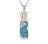 DAYLINLOVE Collana con ciondolo a forma di montagna, in argento sterling 925, con ciondolo turchese, per donne, sciatori, escursionisti, campeggiatori, amanti della natura, Argento sterling, Nessuna