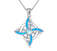 DAYLINLOVE Collana con nodo da strega, in argento Sterling 925, con opale blu, con ciondolo a forma di nodo magico, gioiello celtico per regali da donna, Nessuna pietra preziosa