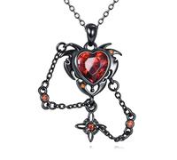 DAYLINLOVE Collana da donna a forma di cuore della strega S925 in argento Sterling con nodo di strega e nodo gotico di Halloween per donne