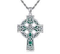 DAYLINLOVE Collana da uomo con croce celtica, in argento Sterling S925, con ciondolo a forma di croce celtica, con nodo celtico, per uomini e donne, Sterling Silber, Argento sterling, Nessuna pietra