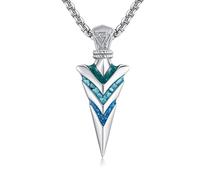 DAYLINLOVE Collana da uomo con punta di freccia S925 in argento Sterling turchese con ciondolo a forma di freccia vichinga, regalo per donne e uomini, Nessuna pietra preziosa
