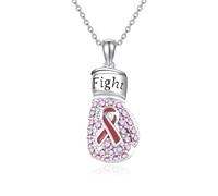 DAYLINLOVE Collana di cancro al seno in argento sterling 925 fascia rosa guantoni da boxe collana cancro al seno gioielli sopravvissuti per le