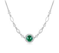 DAYLINLOVE Collana di giada per le donne in argento sterling 925 verde giada collana rotonda gioielli giada regalo di San Valentino per voi, Sterling Silber, Argento sterling, Nessuna pietra preziosa