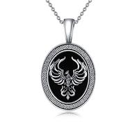 DAYLINLOVE Collana Fenice Argento Sterling 925 Collana Ciondolo Fenice Onice Nero Mito Gioielli Animali Regali per Donne Ragazze Amanti Della Fenice