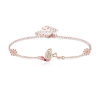 DAYLINLOVE Flamingo, bracciale in argento sterling 925, con fenicottero, con opale rosa, regalo per donne e ragazze, Große, Argento sterling, Nessuna pietra preziosa