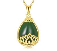 DAYLINLOVE Jade Lotus Collana da donna in argento sterling 925, con ciondolo a forma di fiore di loto, gioiello di giada, regalo di compleanno per donne e madri
