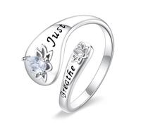 DAYLINLOVE Just Breathe Anello in argento sterling S925, regolabile, a spirale, per donne, madri, mogli
