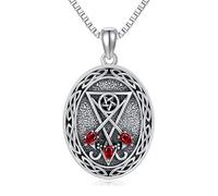 DAYLINLOVE Lucifer Sigil - Collana in argento sterling 925, con nodo celtico, con ciondolo a forma di satanico, per uomini, donne, regali di Halloween